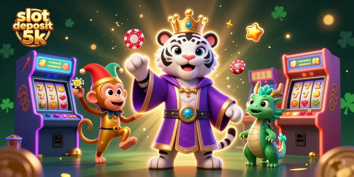 Engage with dynamic slot deposit 5k gameplay, featuring a vibrant scene with colorful characters and casino elements.