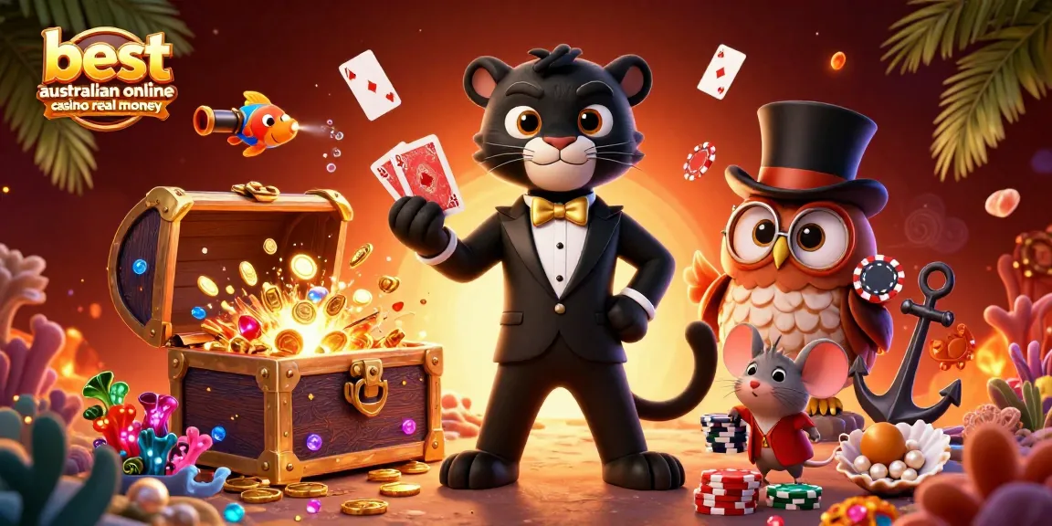 Experience the thrill of the best australian online casino real money in a vibrant, animated scene.